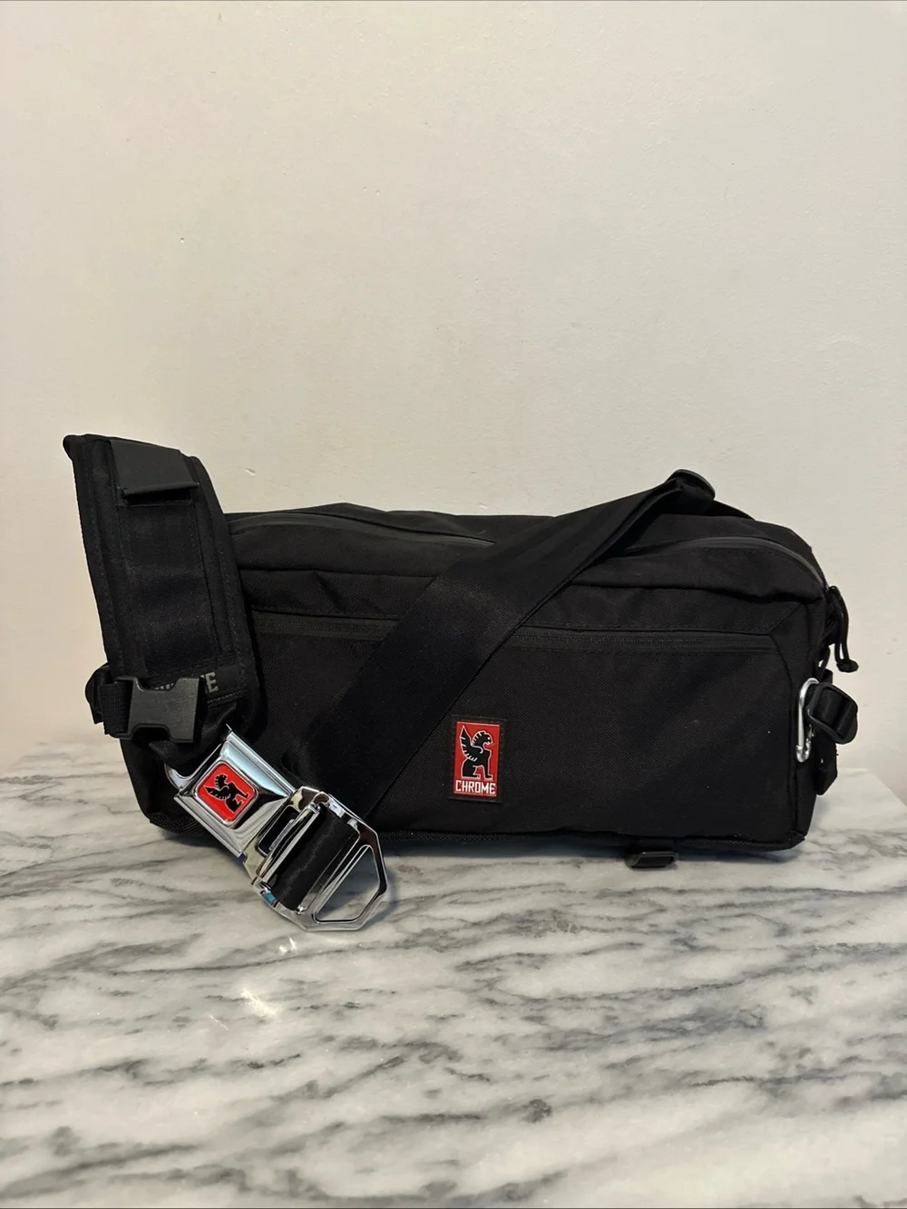 Chrome Crossbody bag KADET SLING BLACK TARP Waterproof bag Seat Belt Strap